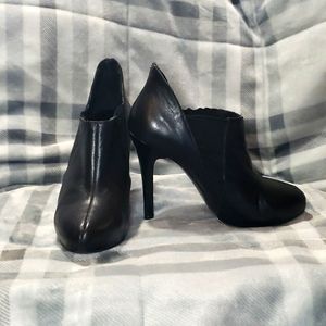 Leather high heeled booties